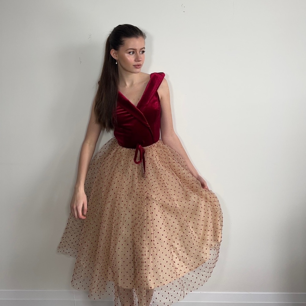 Red and tulle ballerina dress